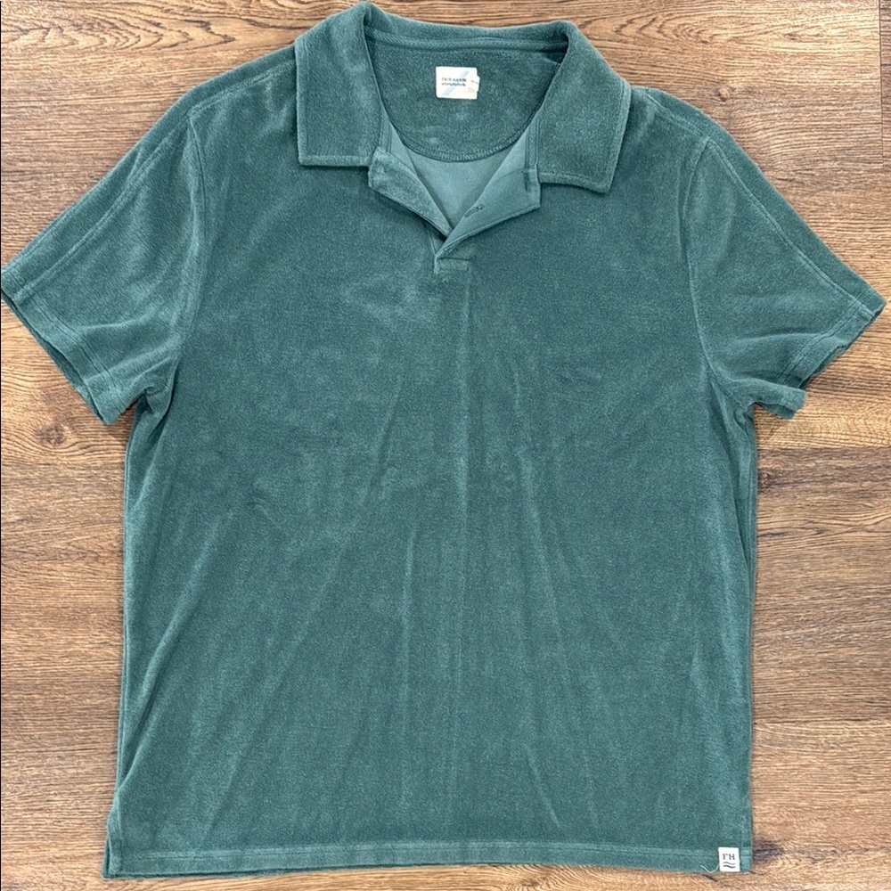 Fair Harbor Men's Green Terry Polo Shirt